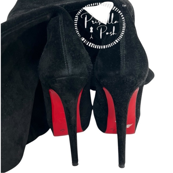 Christian Louboutin Black Suede Gazolina Suede Overtheknee Boots 36.5 Thigh High - Picture 13 of 15